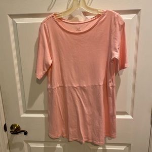 J Jill Pima Shirttail Tee Pink Size S